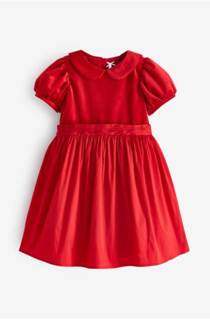 Next Red Velvet & Tafta Dress