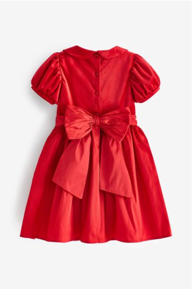 Next Red Velvet & Tafta Dress