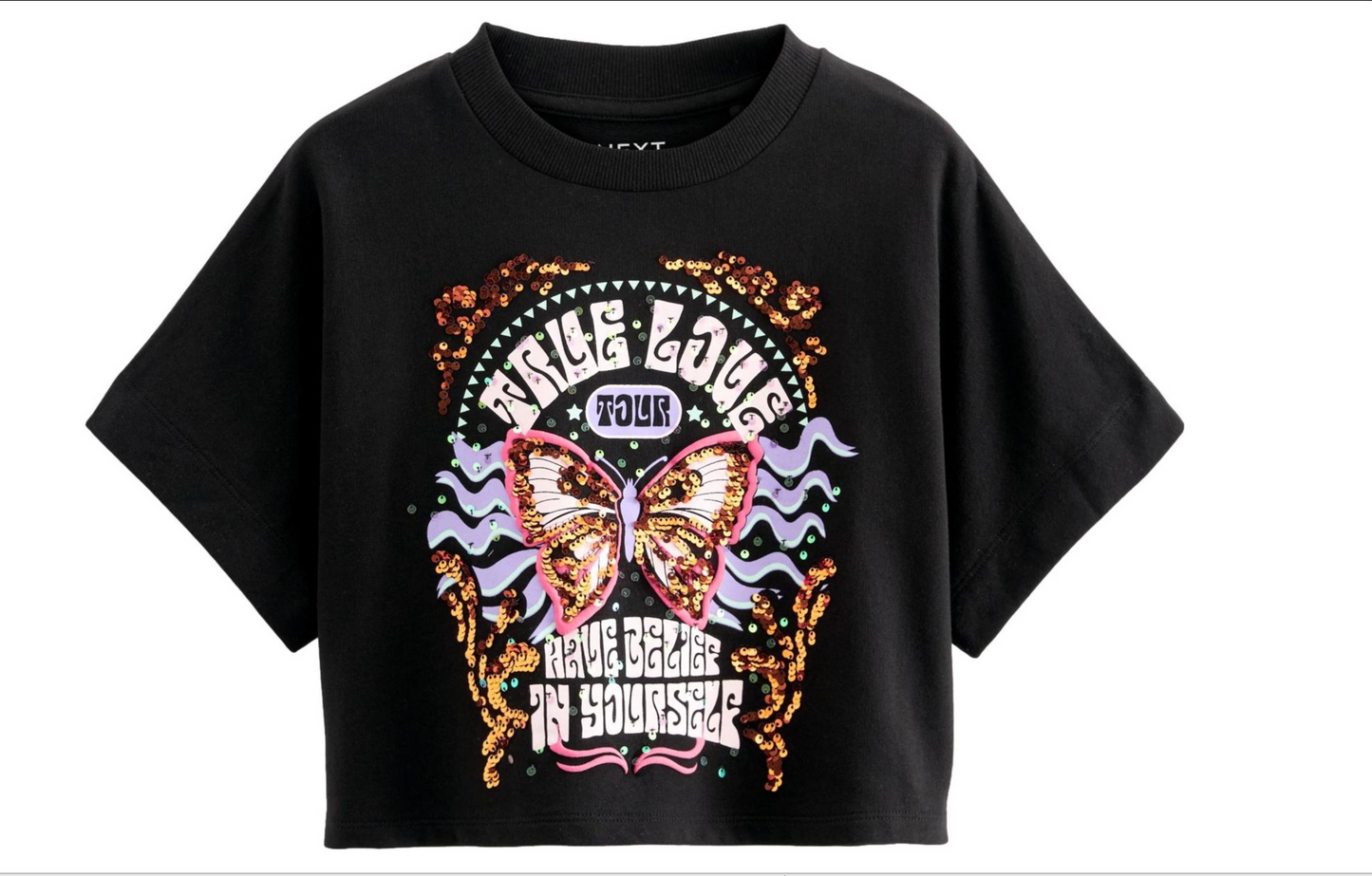 Butterfly Sequin Boxy T-Shirt