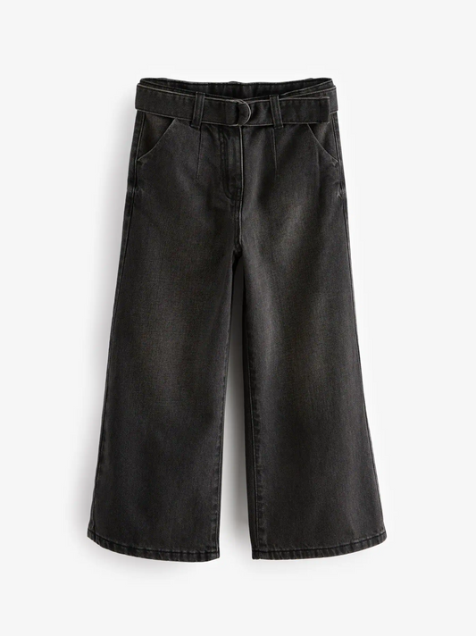 Next Wide Leg Charcoal Jeans with Belt