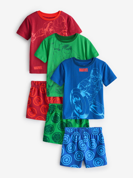 3-Pack Marvel Shorts PJ Sets