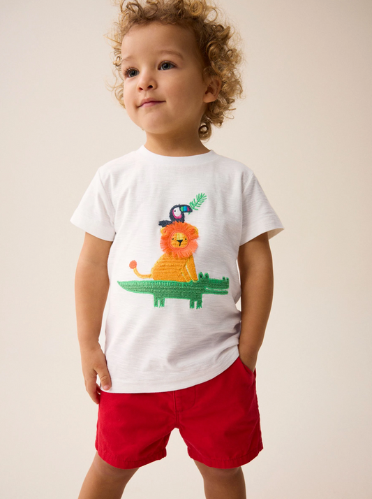 Applique Character Short Sleeve T-Shirt