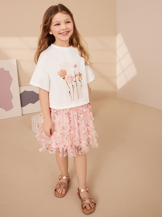 Floral T-shirt and Tutu Skirt Set