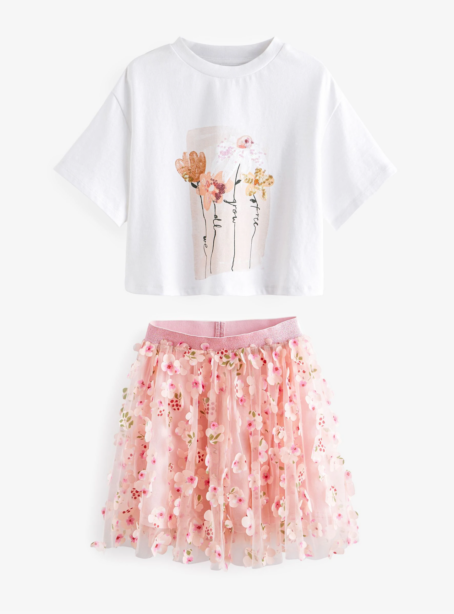 Floral T-shirt and Tutu Skirt Set