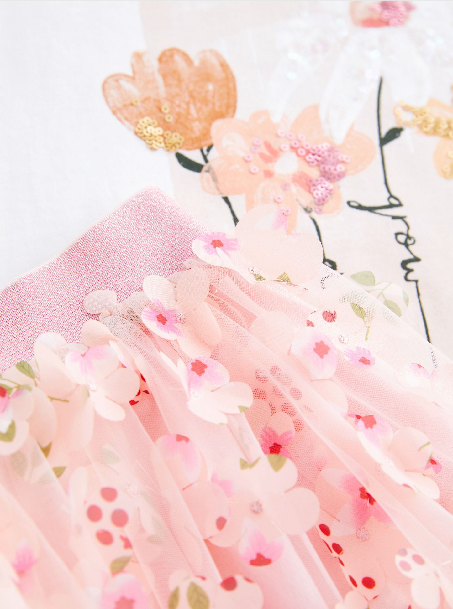 Floral T-shirt and Tutu Skirt Set