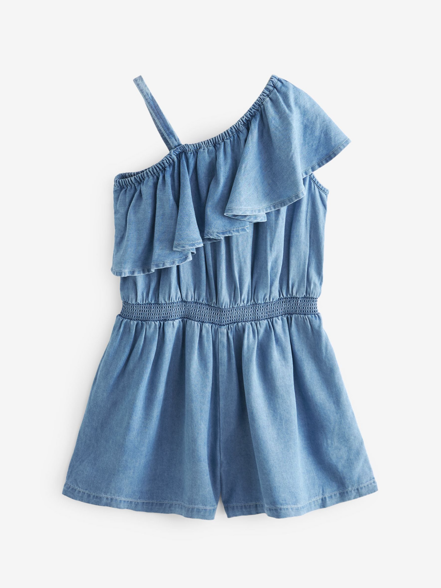 Next Asymmetric Frill Denim Playsuit