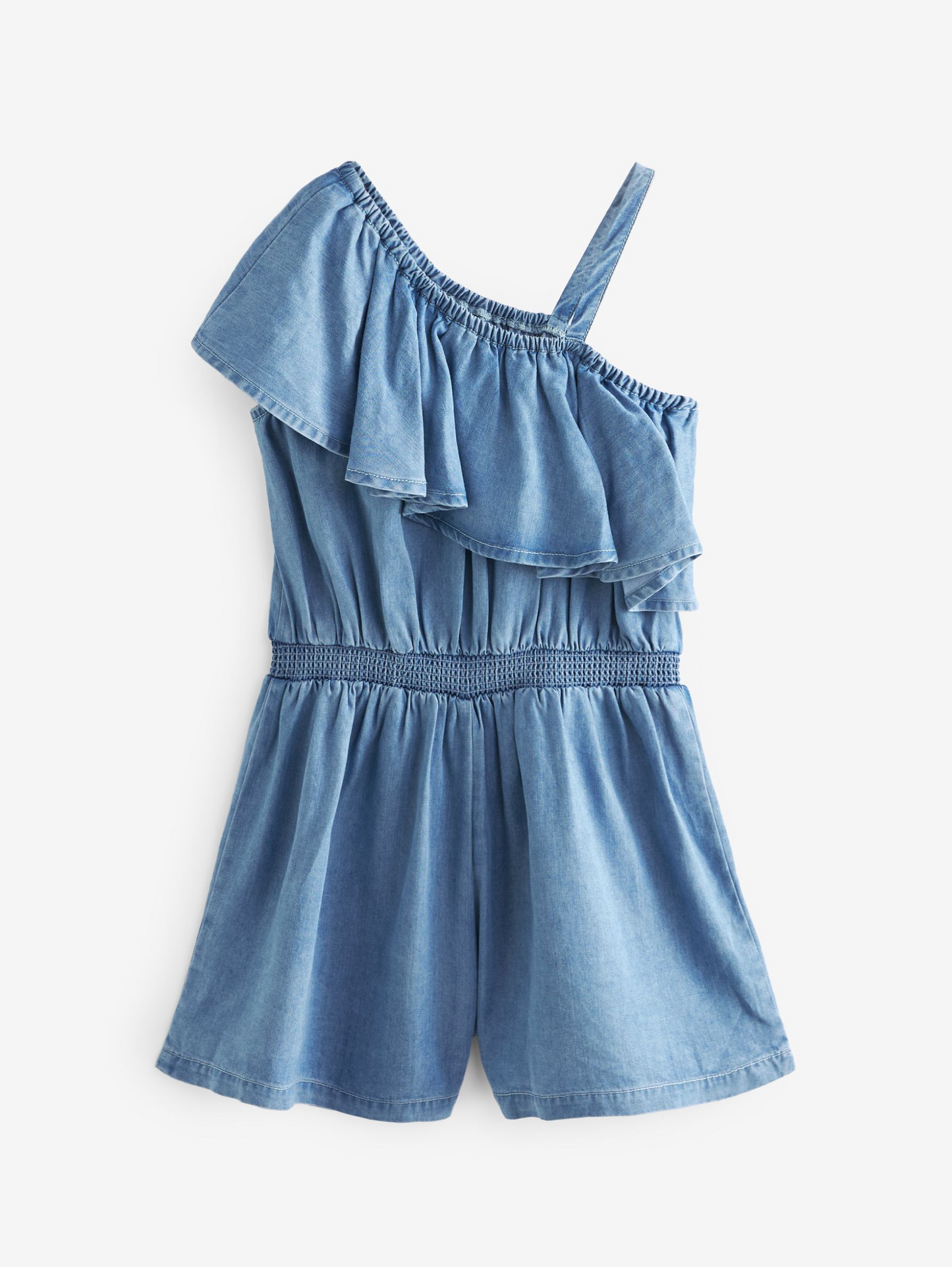 Next Asymmetric Frill Denim Playsuit