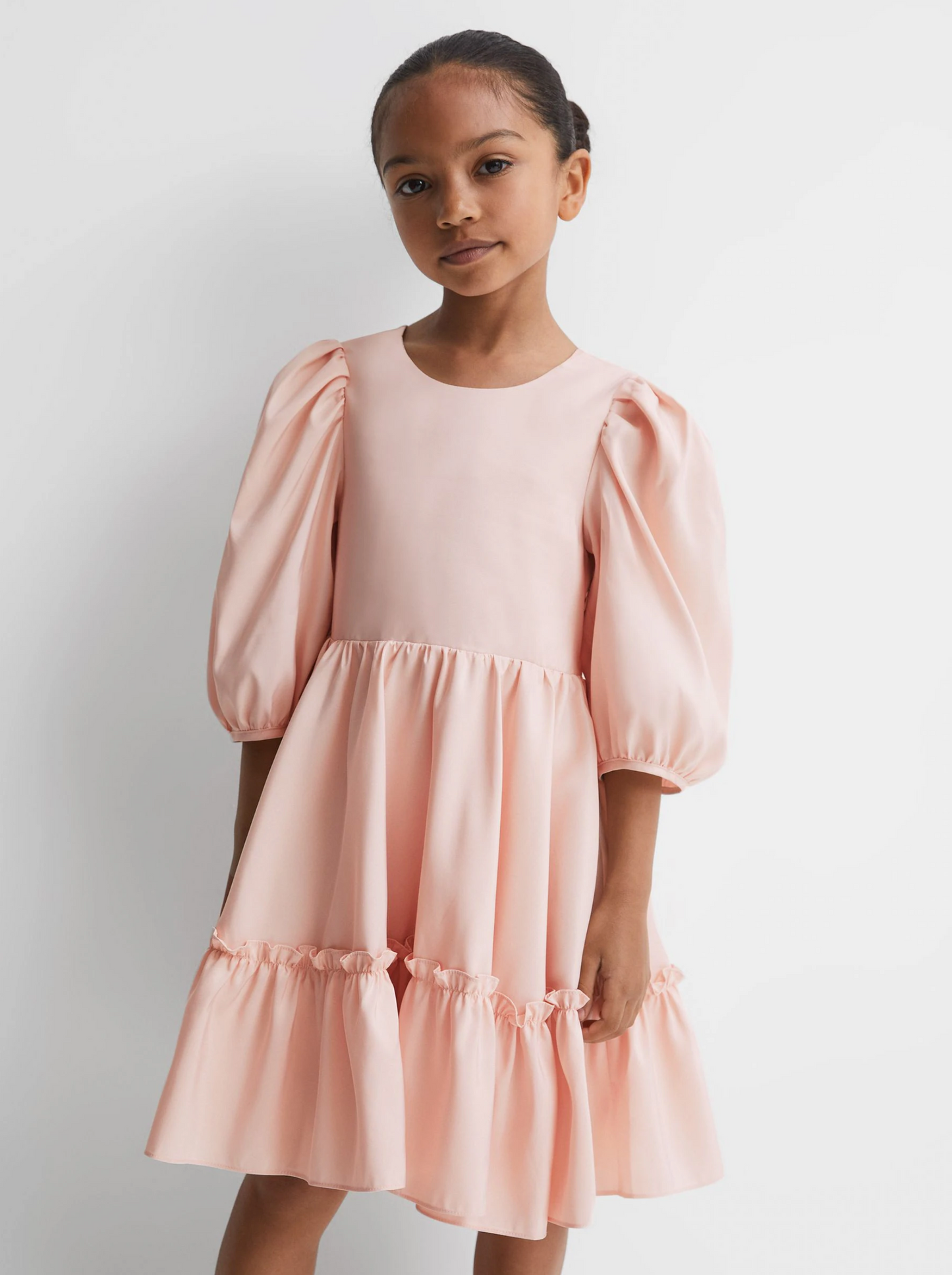 Reiss Puff Sleeve Ruffle Minin Dress