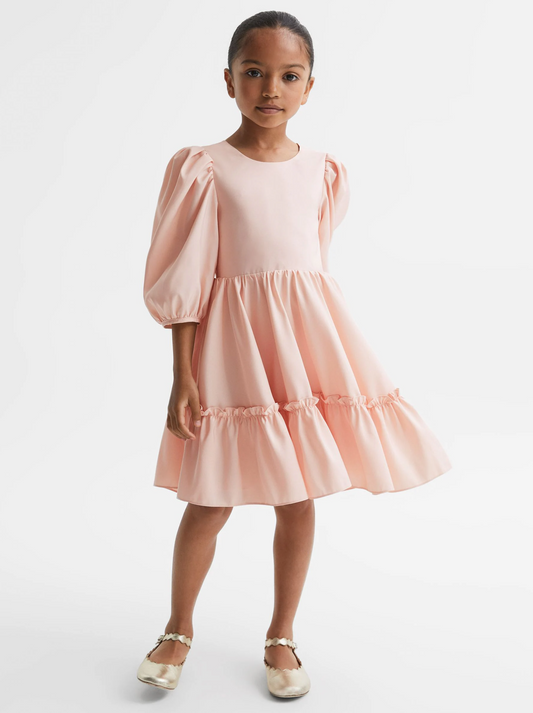 Reiss Puff Sleeve Ruffle Minin Dress
