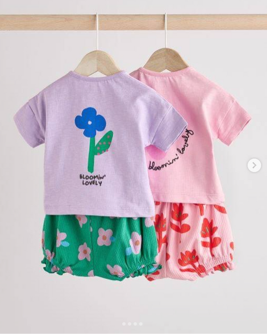 4 Piece Baby T-Shirt & Short Set