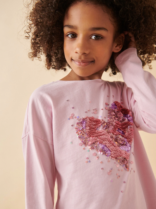 Next Sequin Heart Long Sleeve T-Shirt