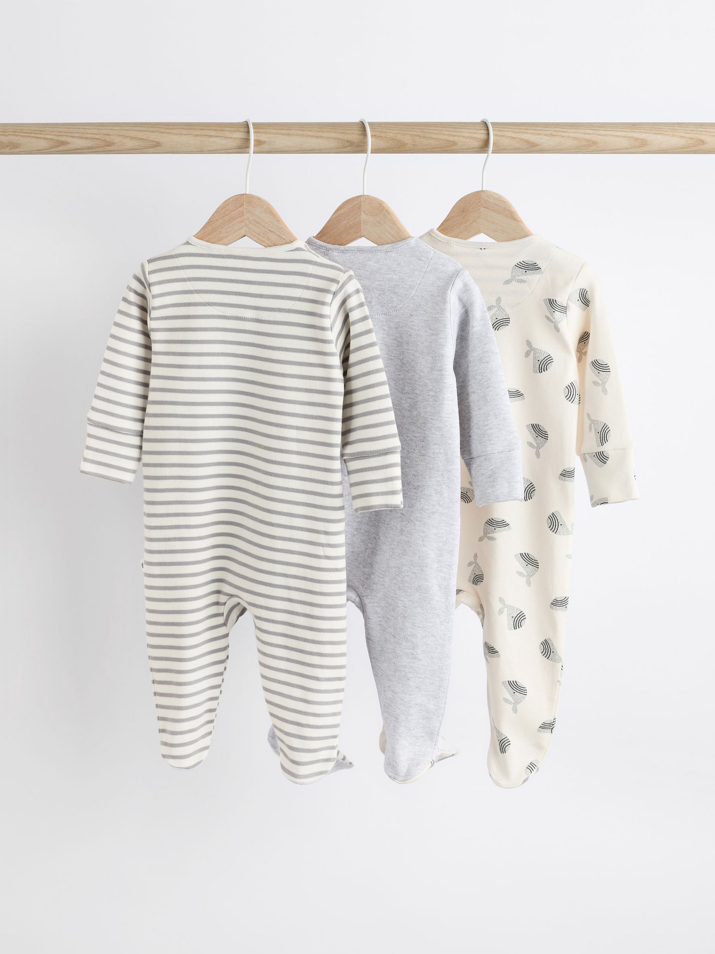 Next 3 Pack Whale Cotton Sleepsuit