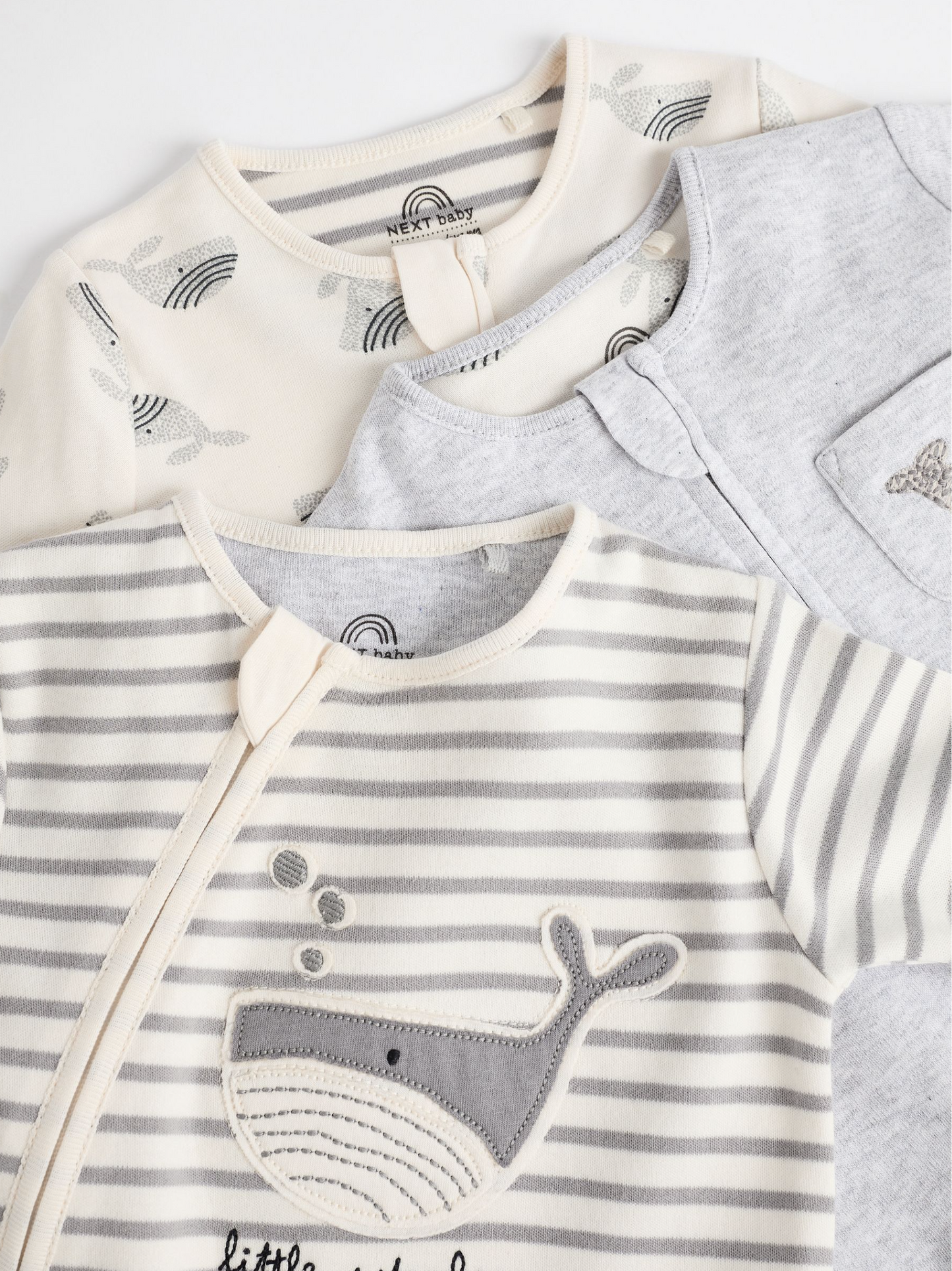 Next 3 Pack Whale Cotton Sleepsuit