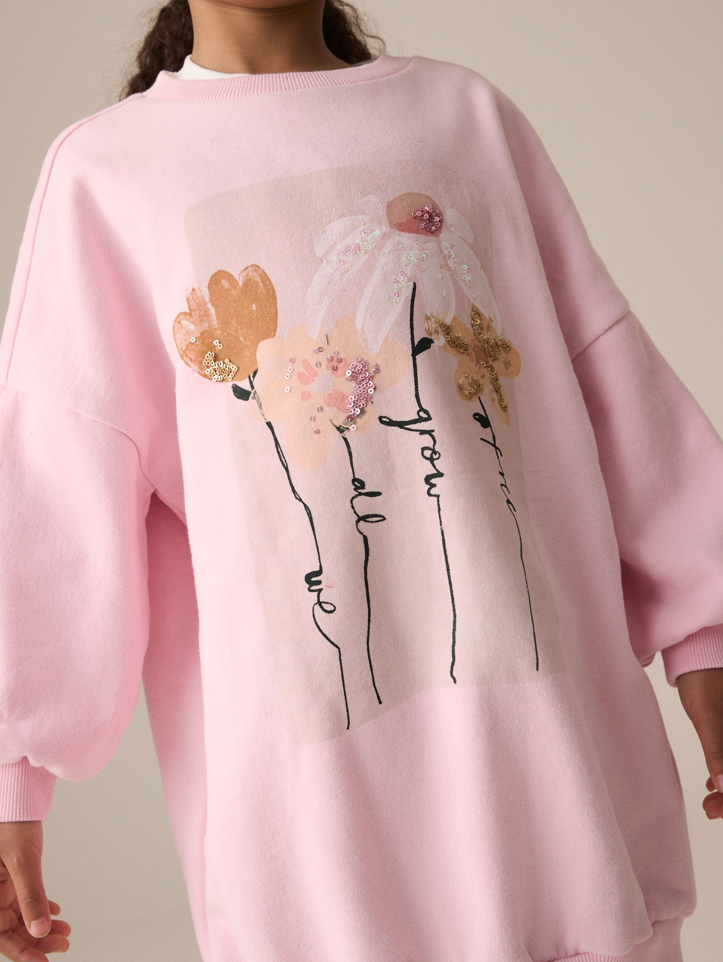 Next Pink Sequin Jumper Dress