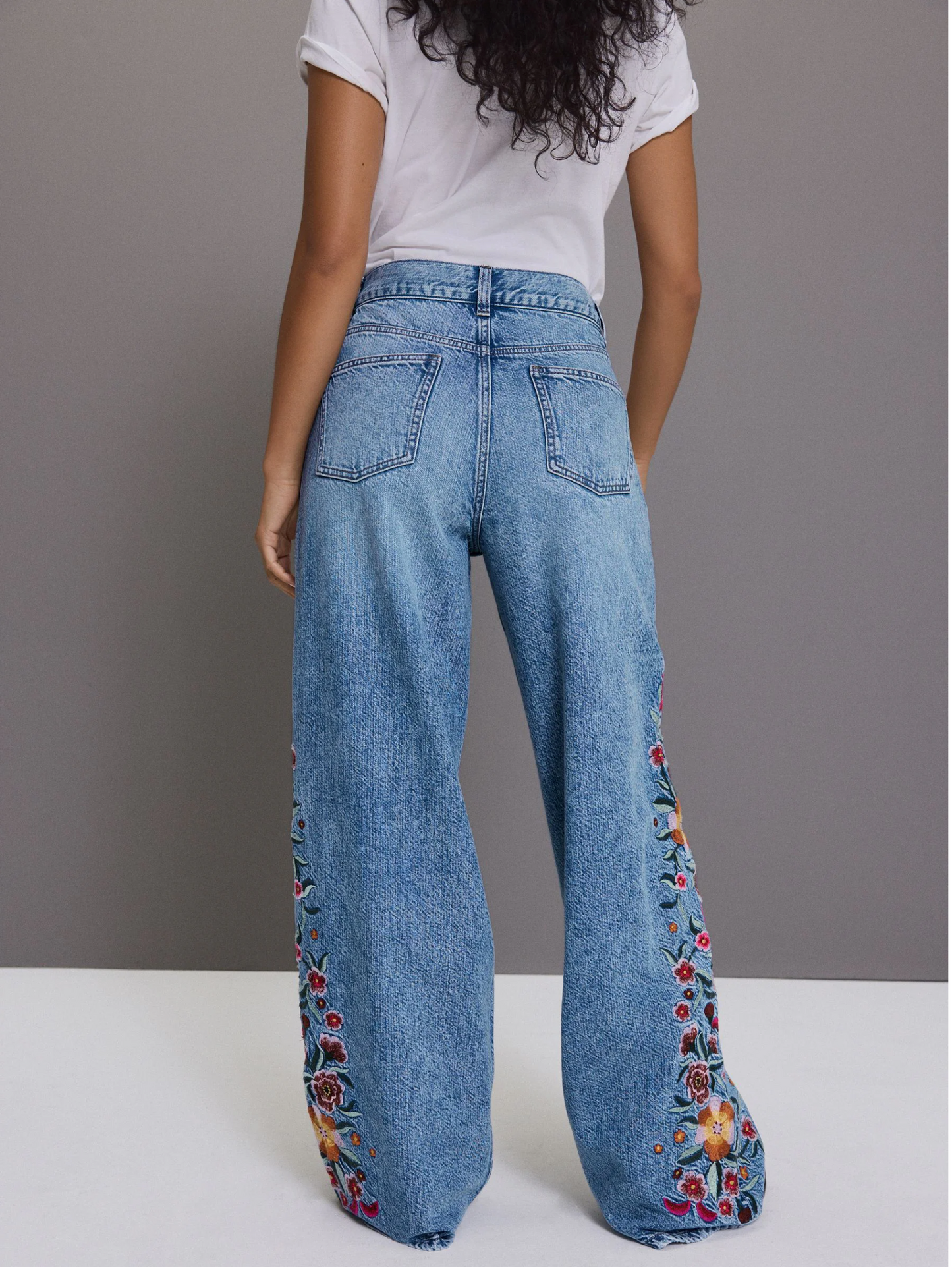 Next Embroidered Wide Leg Jeans