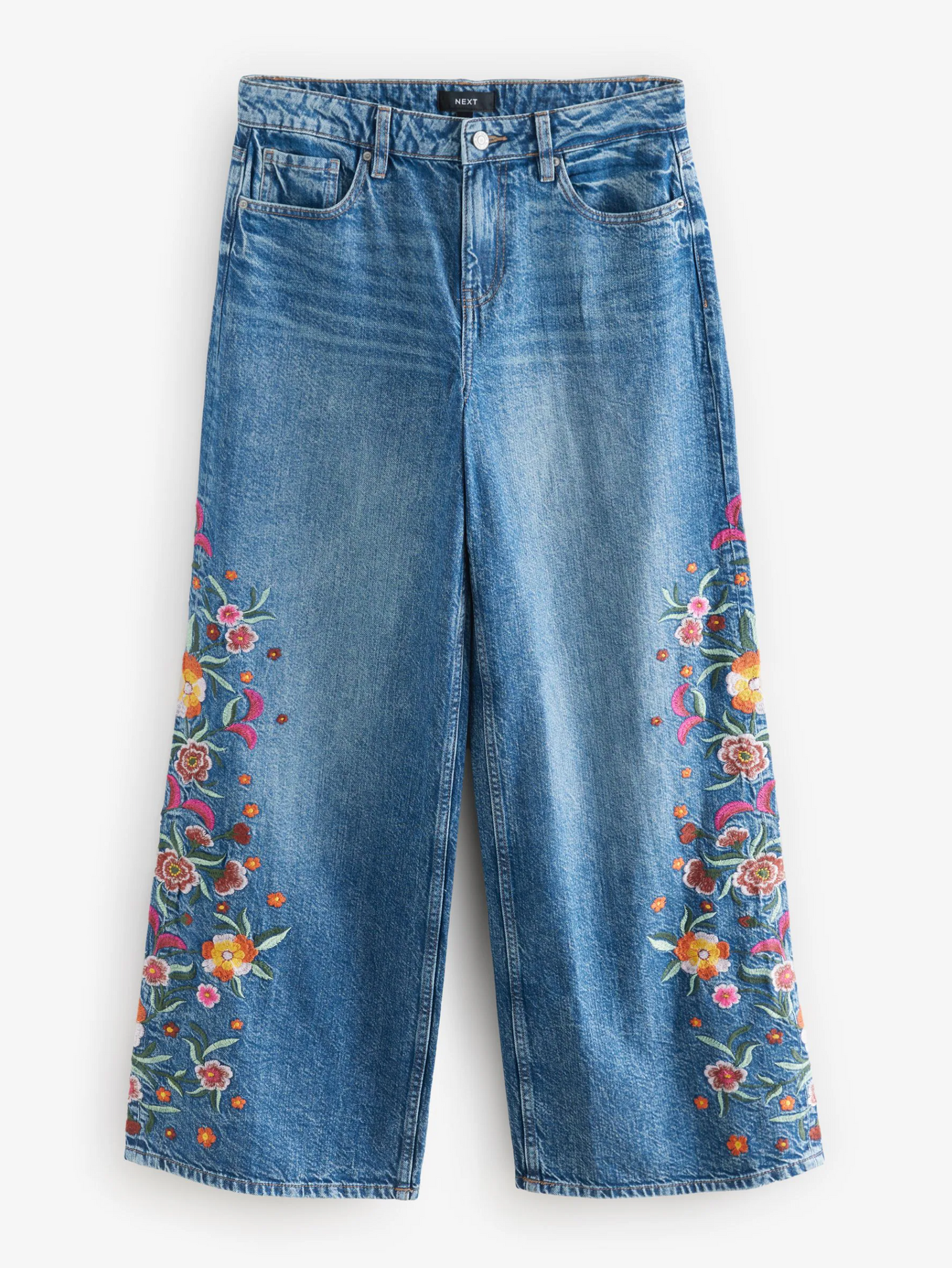 Next Embroidered Wide Leg Jeans