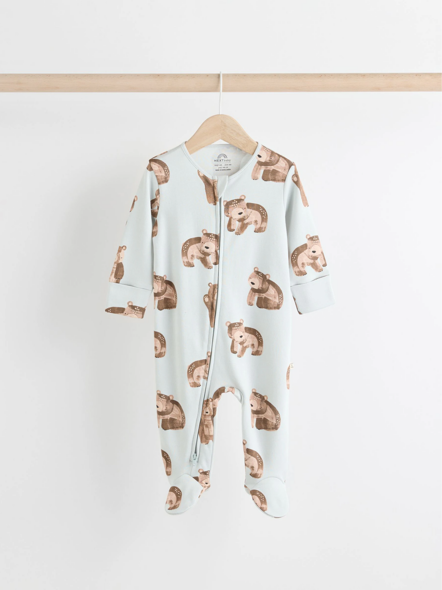 Next 3 Pack 2 Way Zip Cotton Sleepsuit