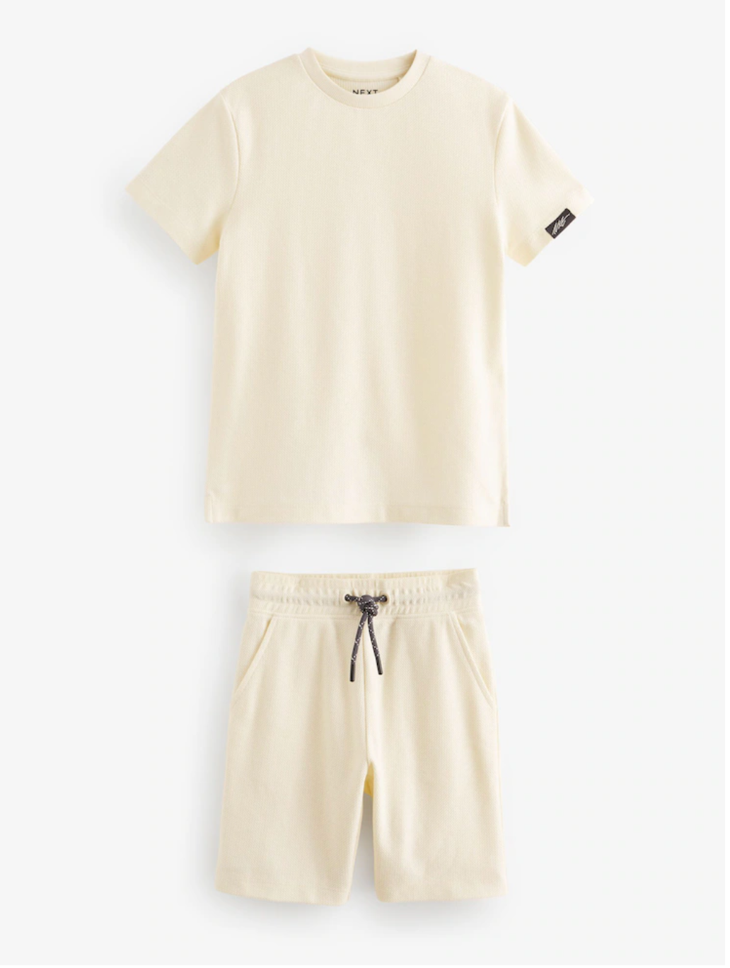 Next Offwhite Textured T-Shirt & Shorts Set