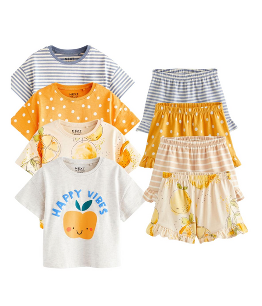 4 Pack T-Shirts & Cotton Shorts Citrus Sets