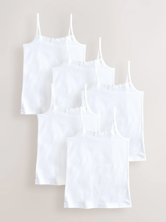 Next 5 Pack Lace Trim Cami Vests