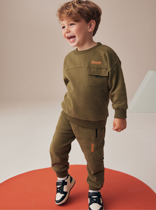 Next Khaki Utility Sweatshirt & Jogger Set