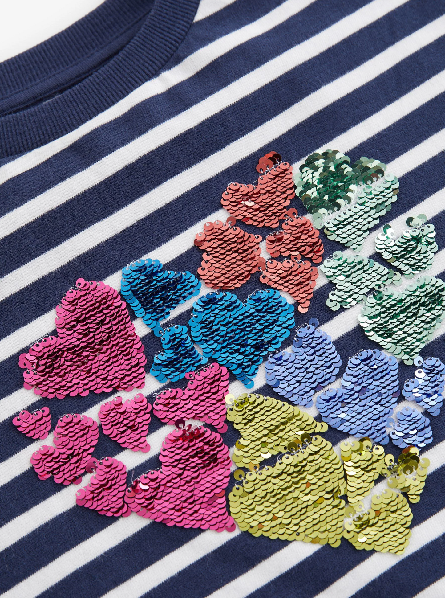 Next Striped Cotton Long T-Shit with Sequin Heart