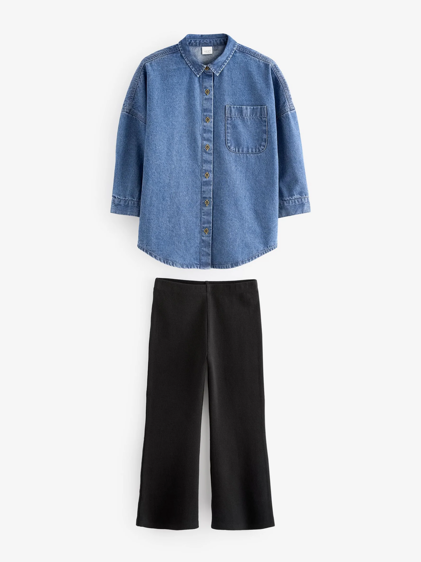 Next Oversized Denim Shirt & Flare Pants