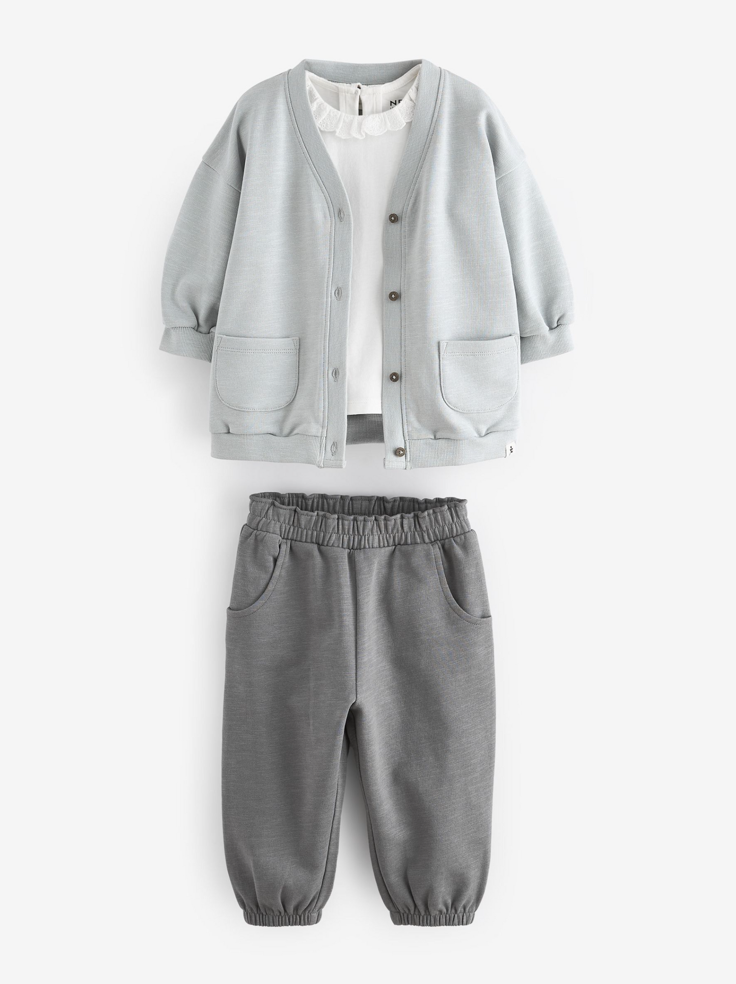 Next Cotton Cardigan, Top & Wide Leg Jogger Set