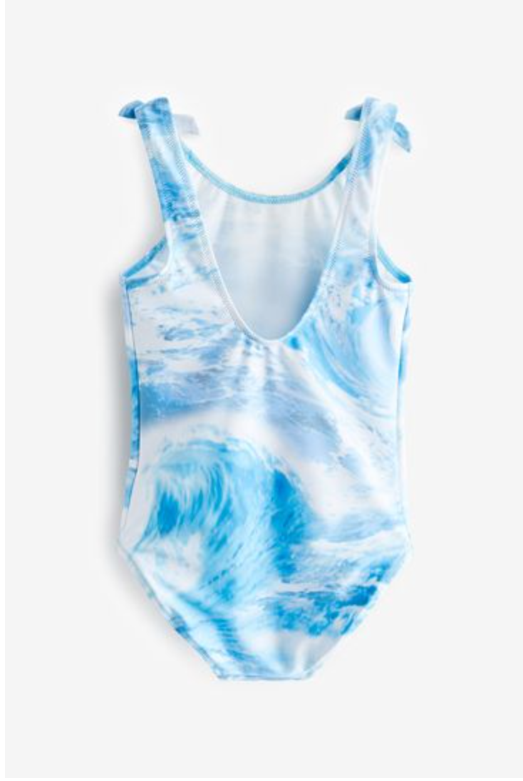 Next Tie shoulder Blue Waved Swimsuit