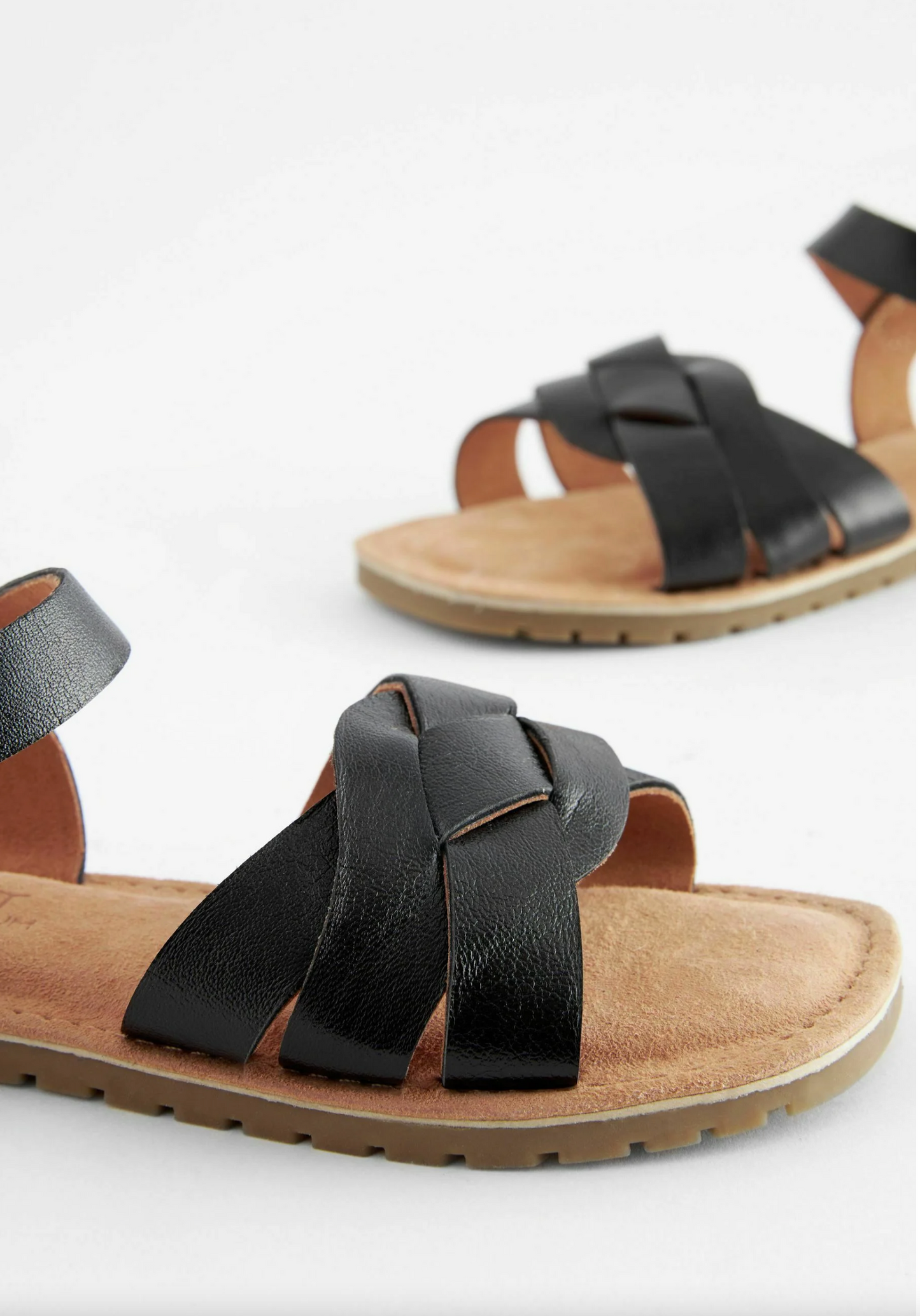Next Black Leather Sandals