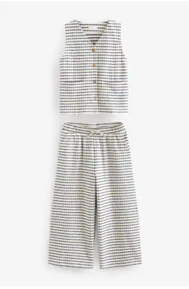 Next Striped Top & Wide Leg Trousers Set