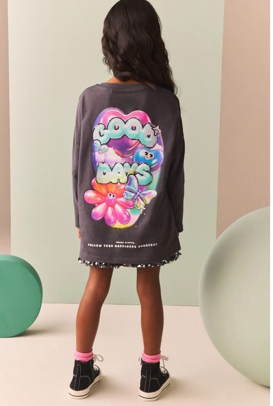 Next Charcoal Long T-Shirt
