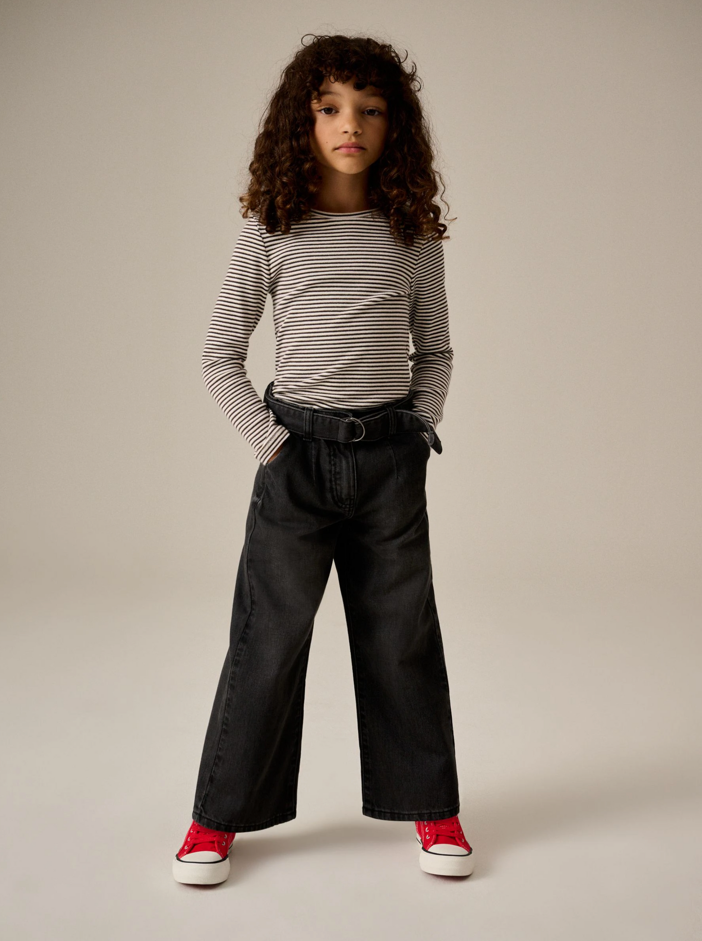 Next Wide Leg Charcoal Jeans with Belt