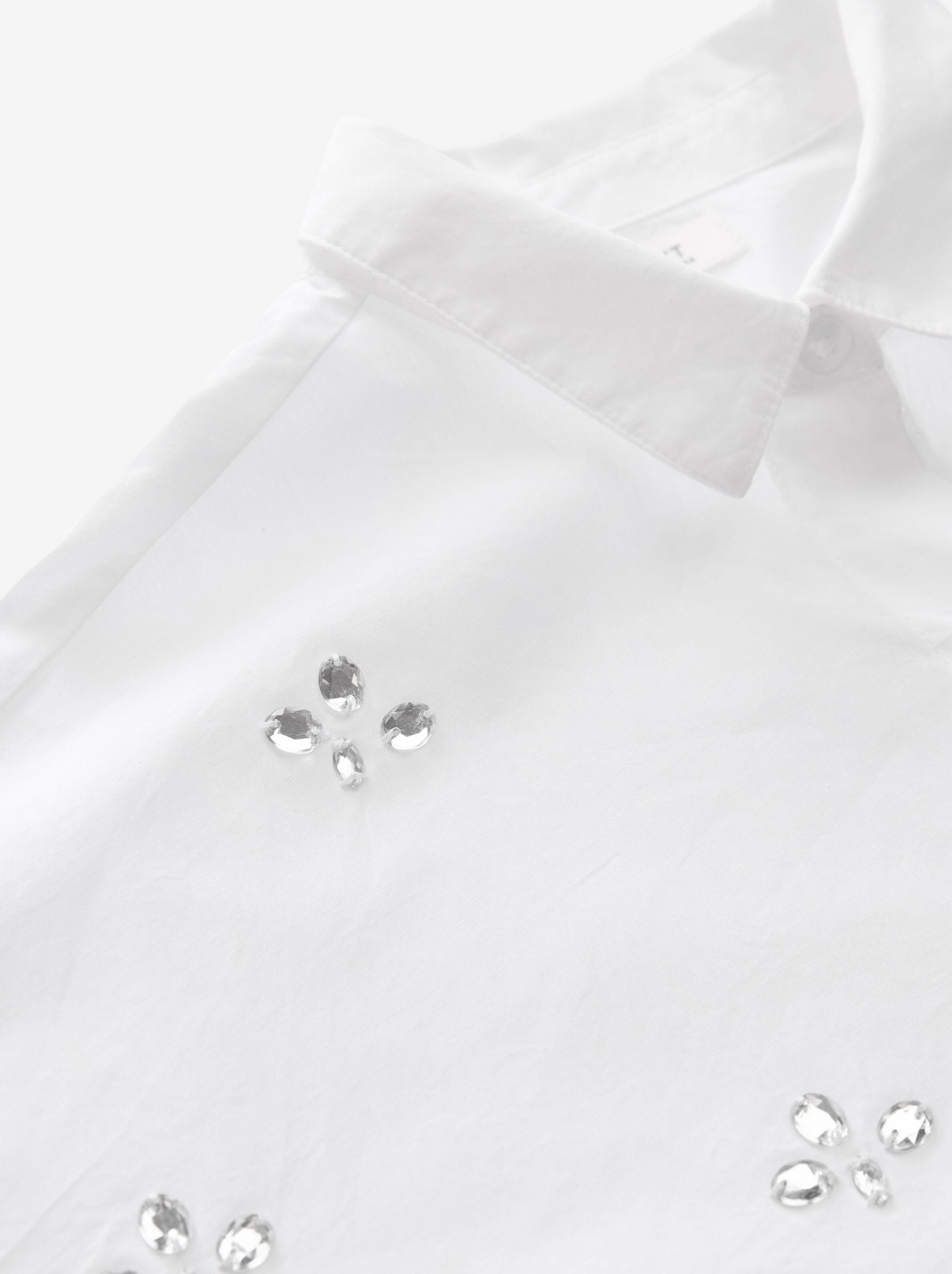 Oversized Diamante Cotton White Shite