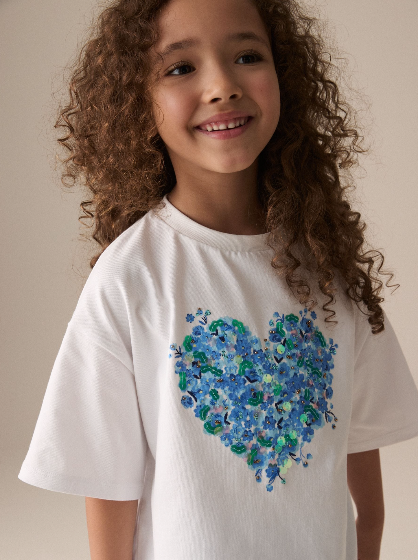 Sequin Heart T-Shirt & Cycling Shorts Set