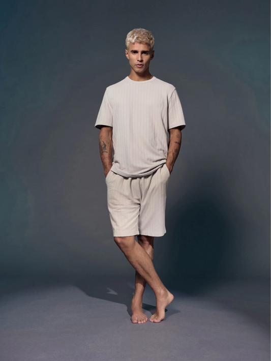 Next Men Pearl Grey T-Shirt & Shorts Set