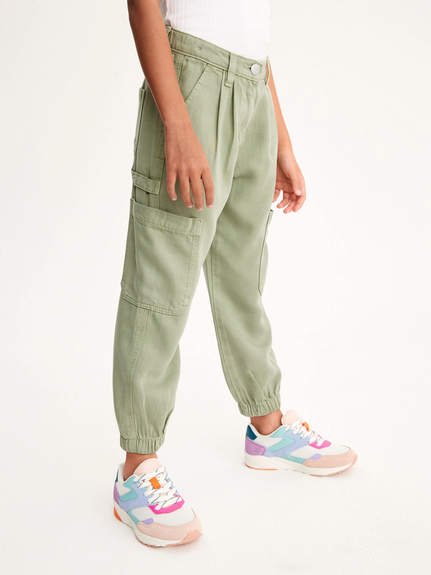 Next Tencel Khaki Cargo Trousers