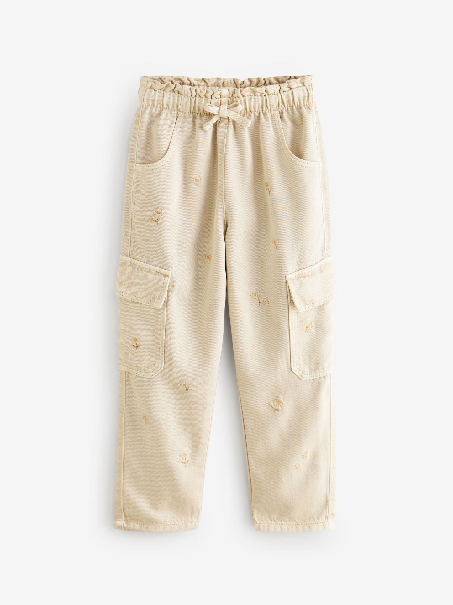Tencel Beige Cargo Pocket Trousers