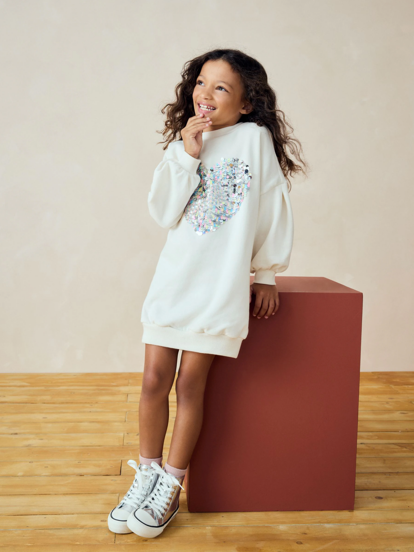 Next Sequin Heart Jumper Dress