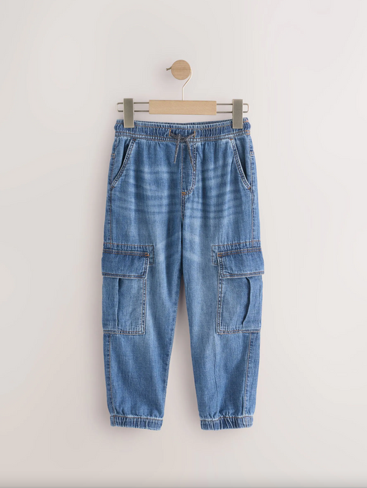 Next Denim Cargo Linen Trousers
