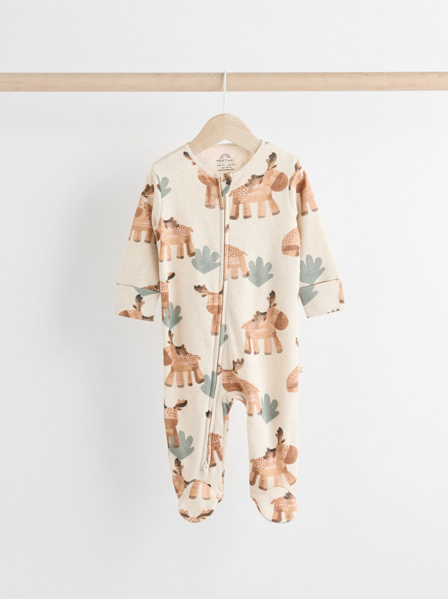 Next 3 Pack 2 Way Zip Cotton Sleepsuit
