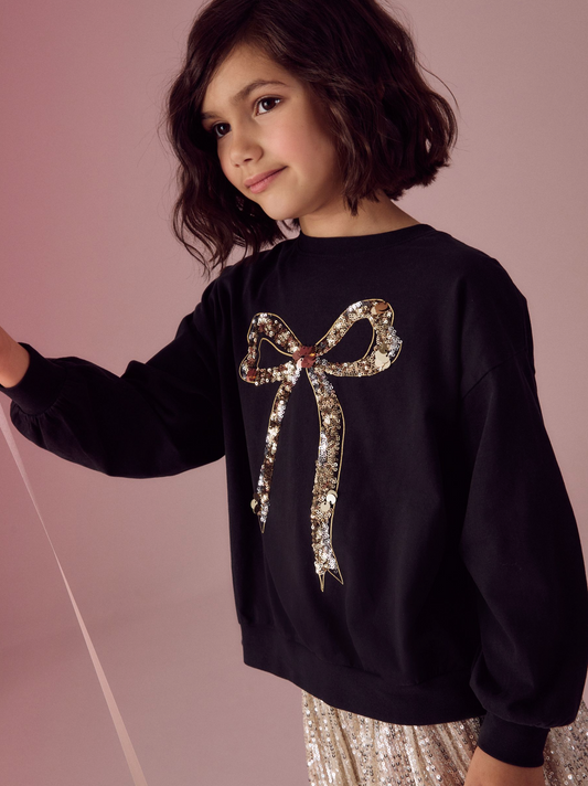 Next Sequin Bow Wrap Back T-Shirt