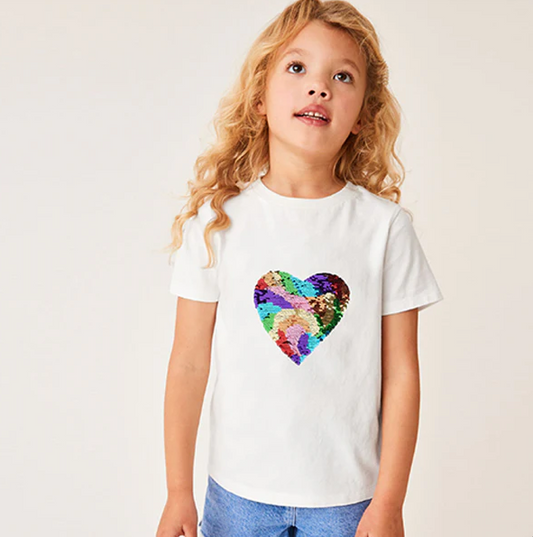 Next Heart Sequin White T-Shirt
