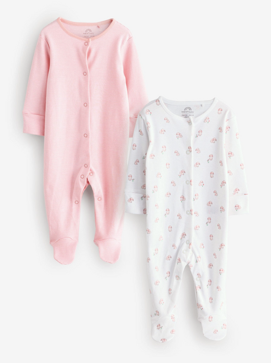 Next Bunny 2 Pack Cotton Sleepsuits