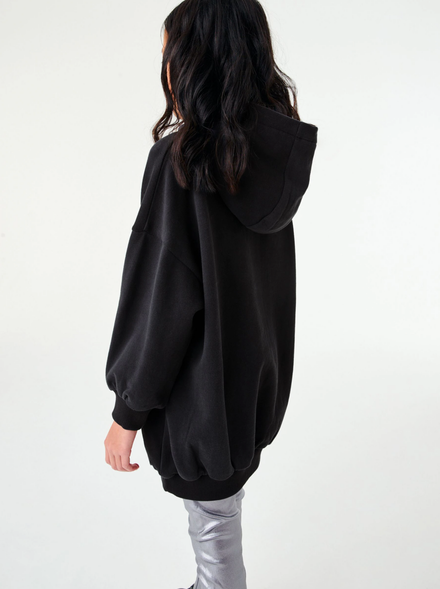 Next Black Longline Fleece Hoodie