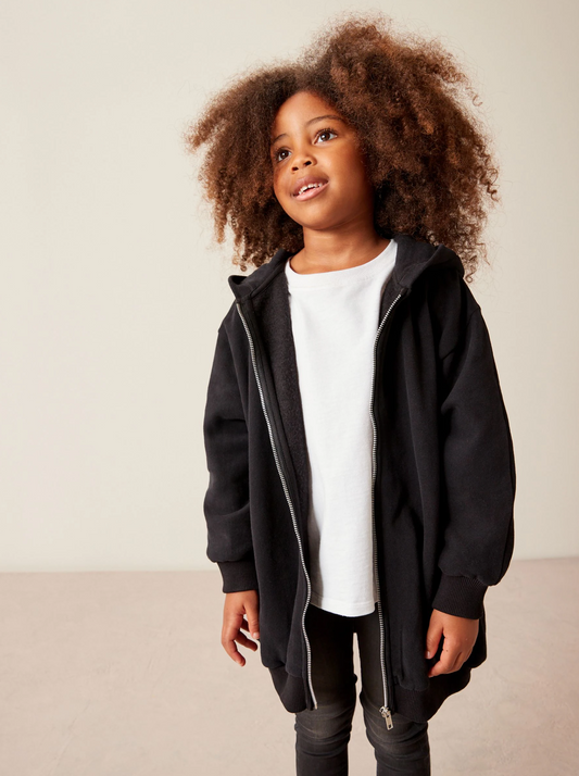 Next Black Long Zip Through Hoodie