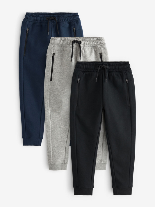 Next 3 Pack Slim Fit Zipped Joggers