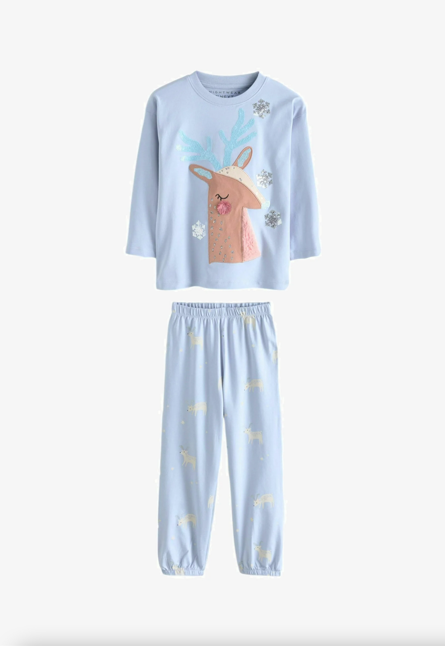 Next Cotton Reindeer Christmas Jogger Pyjamas