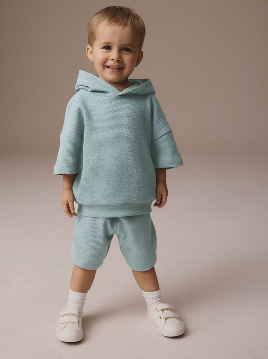 Next Textured Short Sleeve Hoodie & Shorts Set