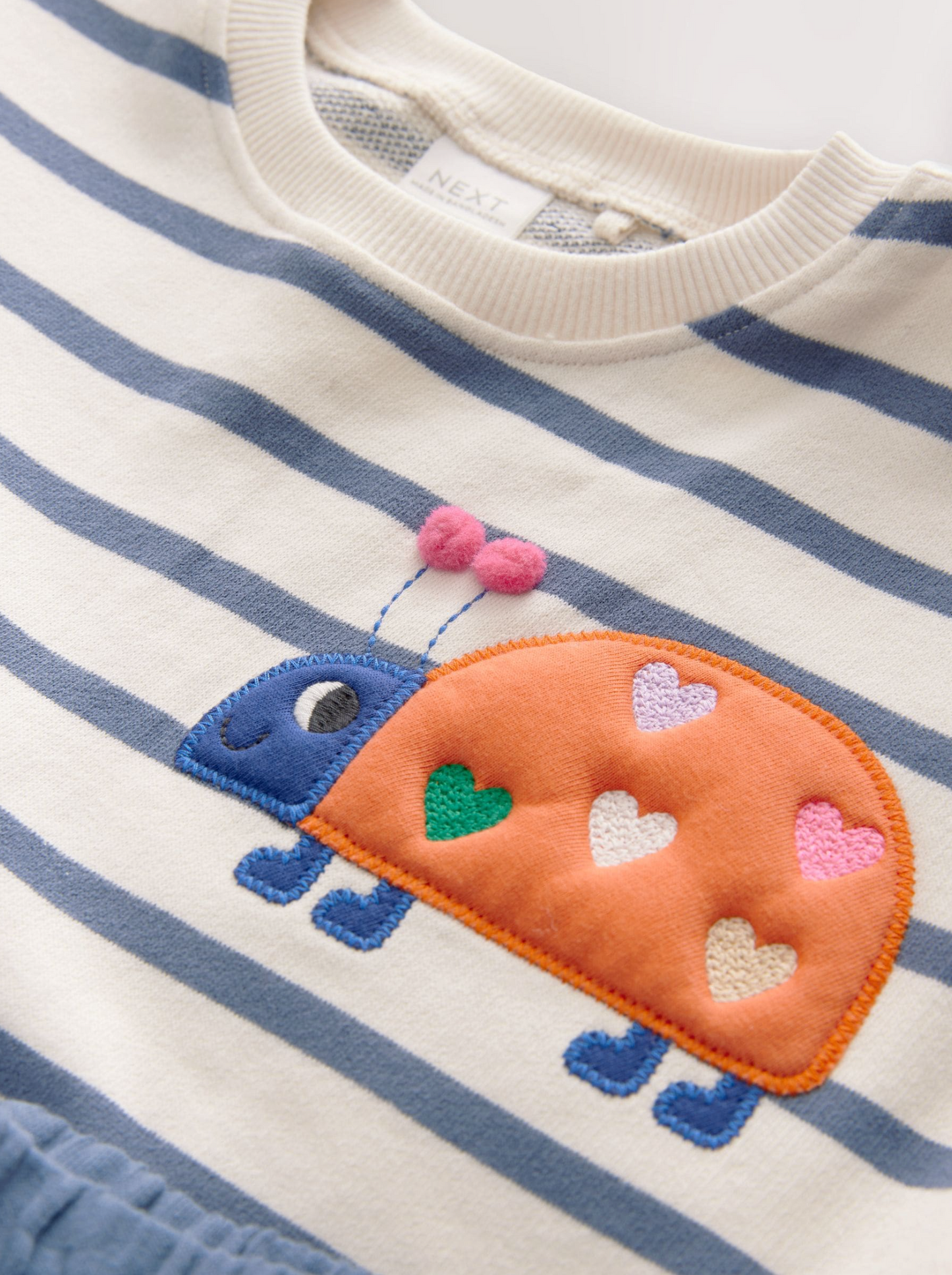 Next Navy Striped Ladybird Top & Shorts Set